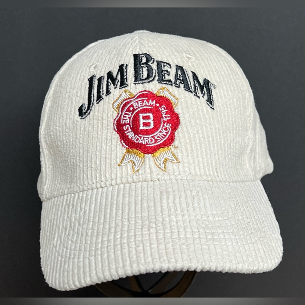 Jim Beam Whiskey Corduroy Embroidered Strapback Classic Logo Hat Cap